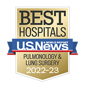 USNWR Badge - Best Hospitals Pulmonology and Lung Surgery, 2022-2023