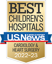 U.S. News & World Report High Performing Badge - pediatric cardiology and heart surgery 2022-2023