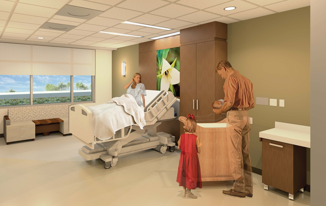 Rendering of a UF Health North labor and delivery suite.