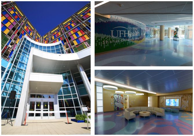 Children’s hospital façade, atrium and lobby (Copyright: UF Health Communications)