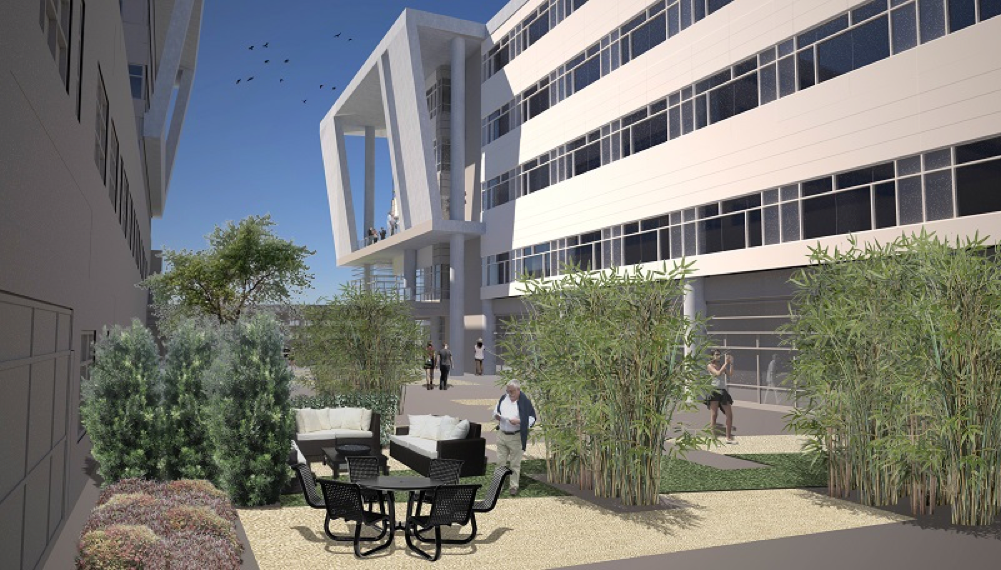 Rendering of the UF Health North courtyard.