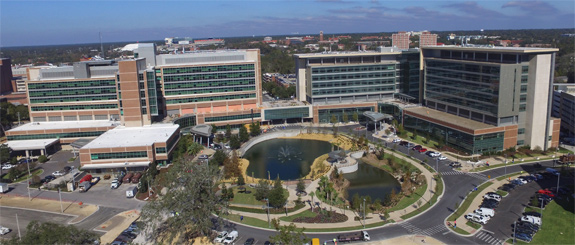 Photo of exterior of new hospitals showing connection to the Cancer Hospital