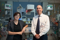 Rosalind Sadleir, Ph. D., and Michael Weiss, M.D., recently recieved a grant to develop a monitoring device that can be used to detect brain bleeds in NICU babies.