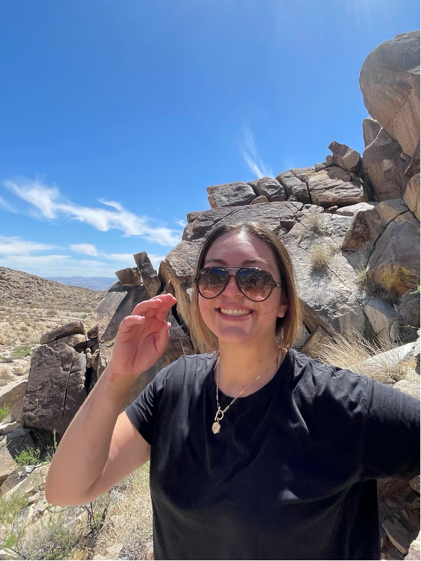 Gabby Carrara at the Grapevine Canyon Petroglyphs in Laughlin, Nevada, in May 2021.