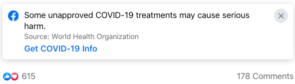 "Some unapproved COVID-19 treatments may cause harm."