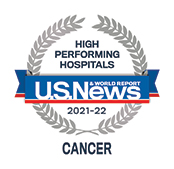 USNWR Badge - High Performing Hospital Cancer, 2021-2022