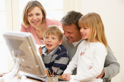 Family at a computer
